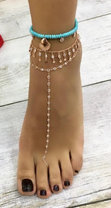 White Zircon Dangle Chain Anklet| 925 Sterling Silver