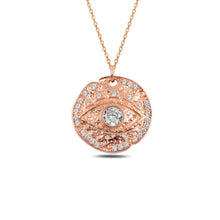 Round Eye Money Clear Zircon Handcrafted Necklace Solid 925 Sterling Silver Rose Gold,White Gold,14K Gold,Black Rhodium Option/s Available