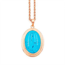 Turquoise  Ellipse with Rope Chain Necklace