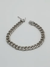Curb Chain with Cubic Zircon Bracelet 925 Sterling Silver