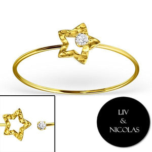 14K Gold Cubic Zirconia Star Bracelets Bangles925 Sterling Silver